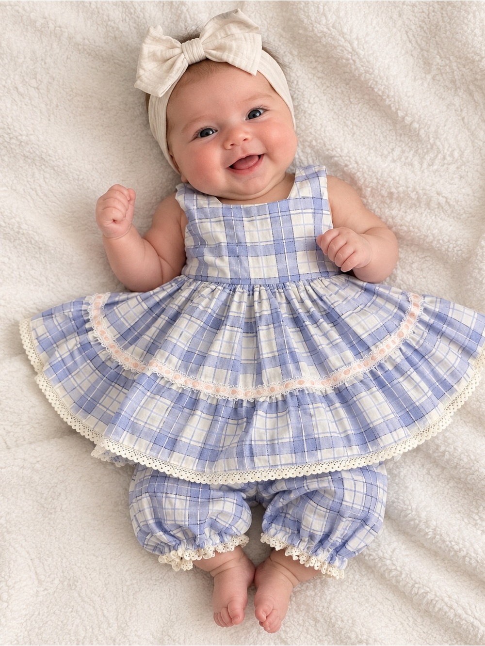 Vintage Handmade 90’s Plaid Baby Dress and Bloomer Set